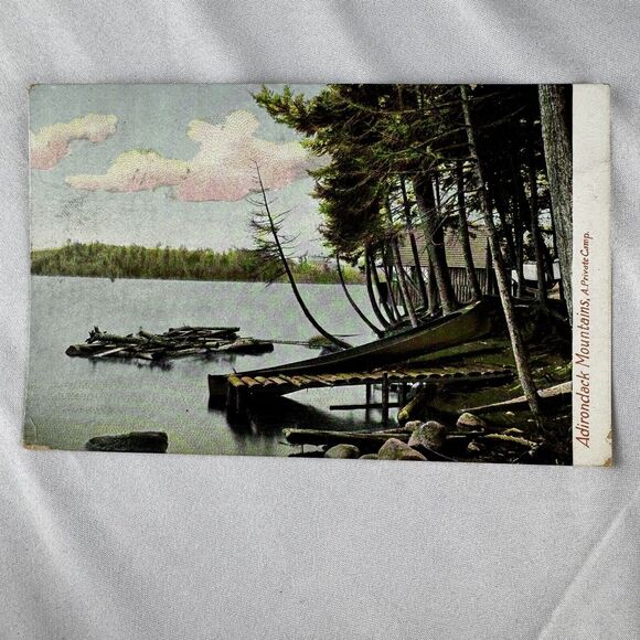 1908 Adirondack Mountains Postcard A Private Camp Posted New Jersey Franklin - Picture 1 of 2